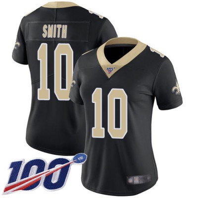 Nike New Orleans Saints #10 Tre'Quan Smith Black Team Color Women's Stitched NFL 100th Season Vapor Limited Jersey